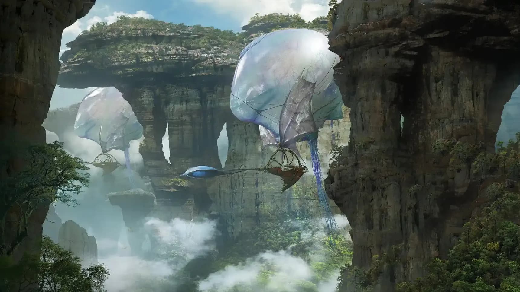 Vizuální koncept nomádského vzdušného klanu obchodníků v nadcházejícím filmu Avatar: Fire and Ash