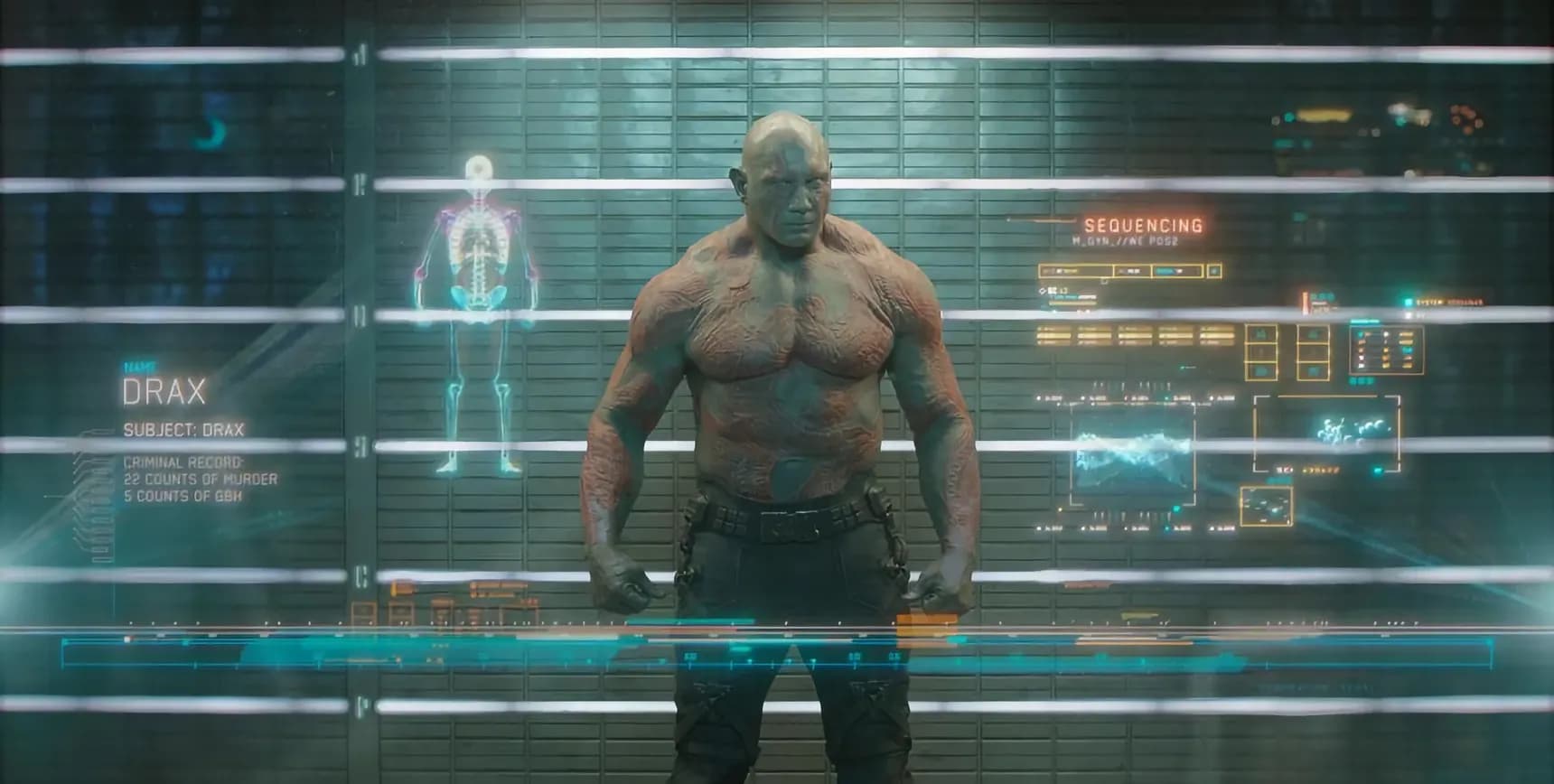 Dave Bautista jako Drax Ničitel ve filmu Strážci Galaxie
