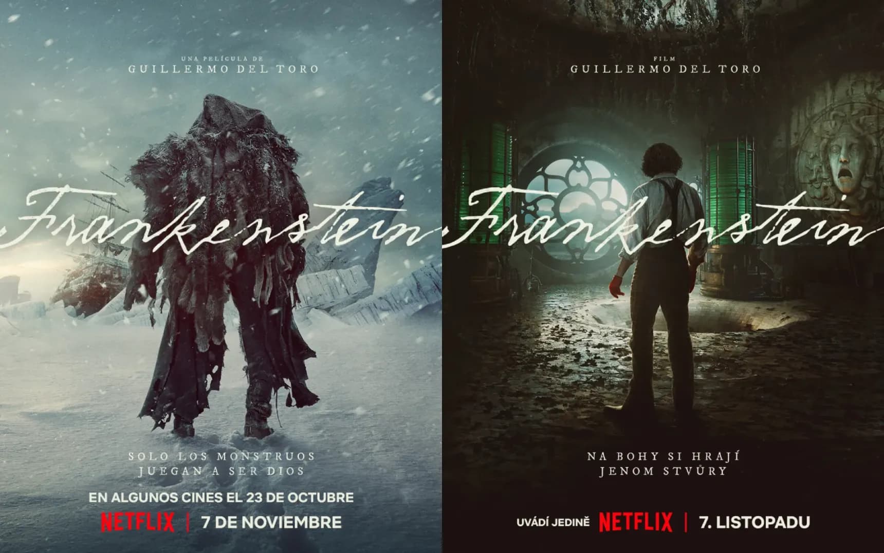 Dvojice plakátů k filmu Frankenstein
