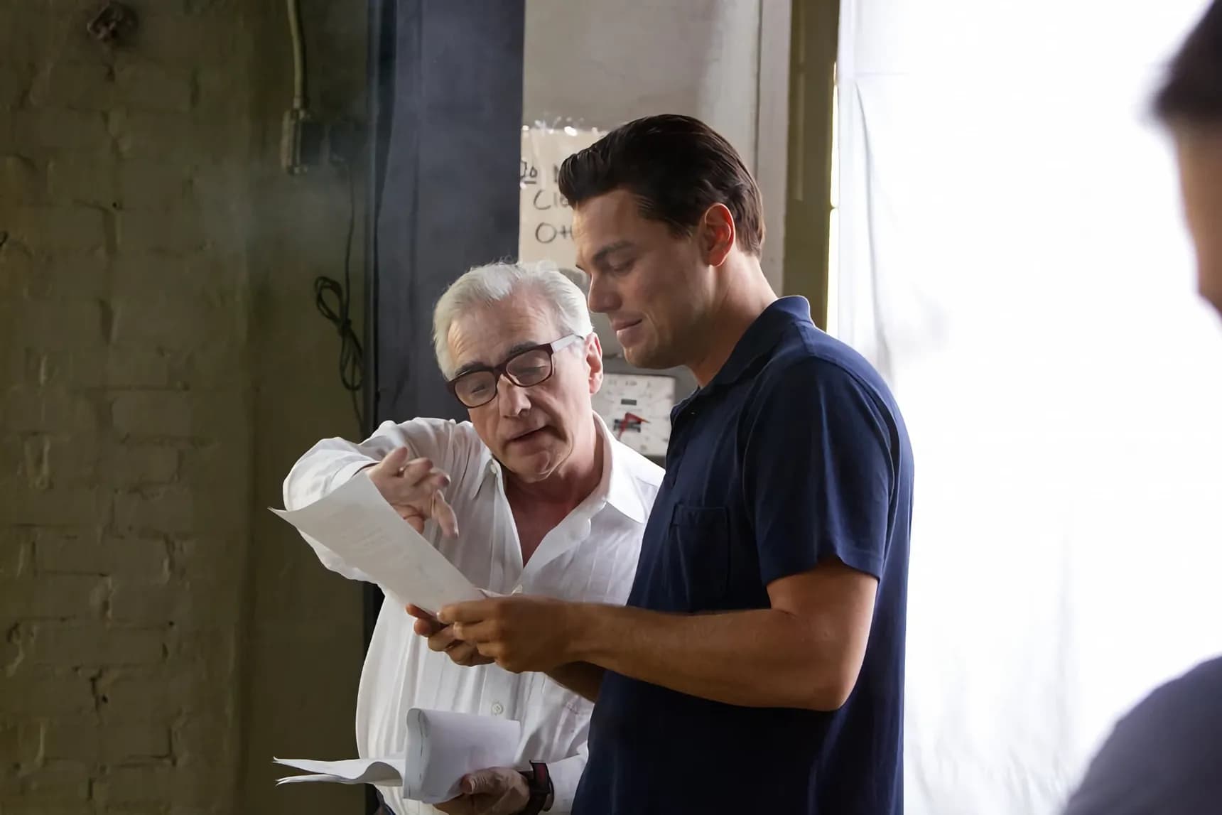 Martin Scorsese a Leonardo DiCaprio při natáčení