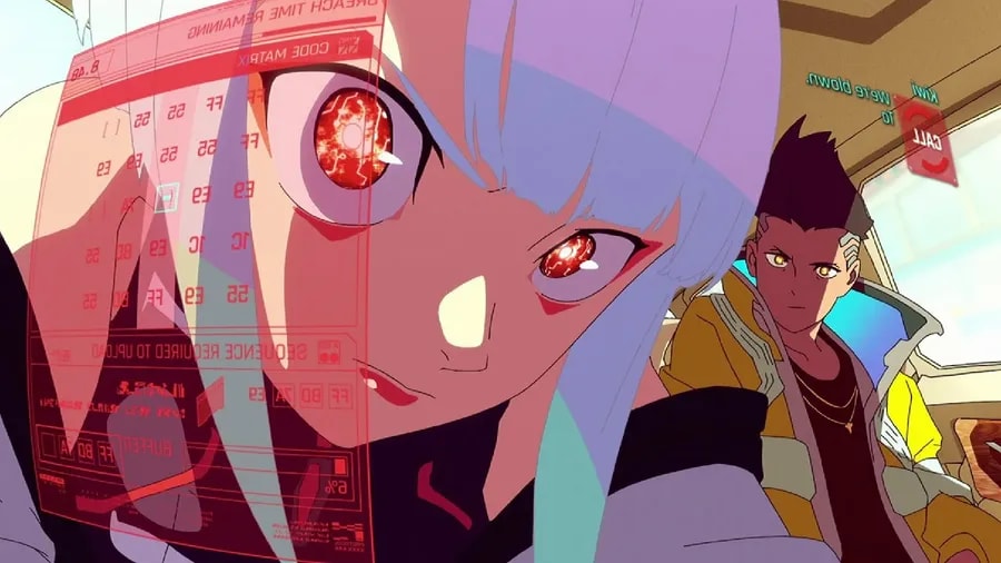 Hackující Lucy a David z anime Cyberpunk: Edgerunners