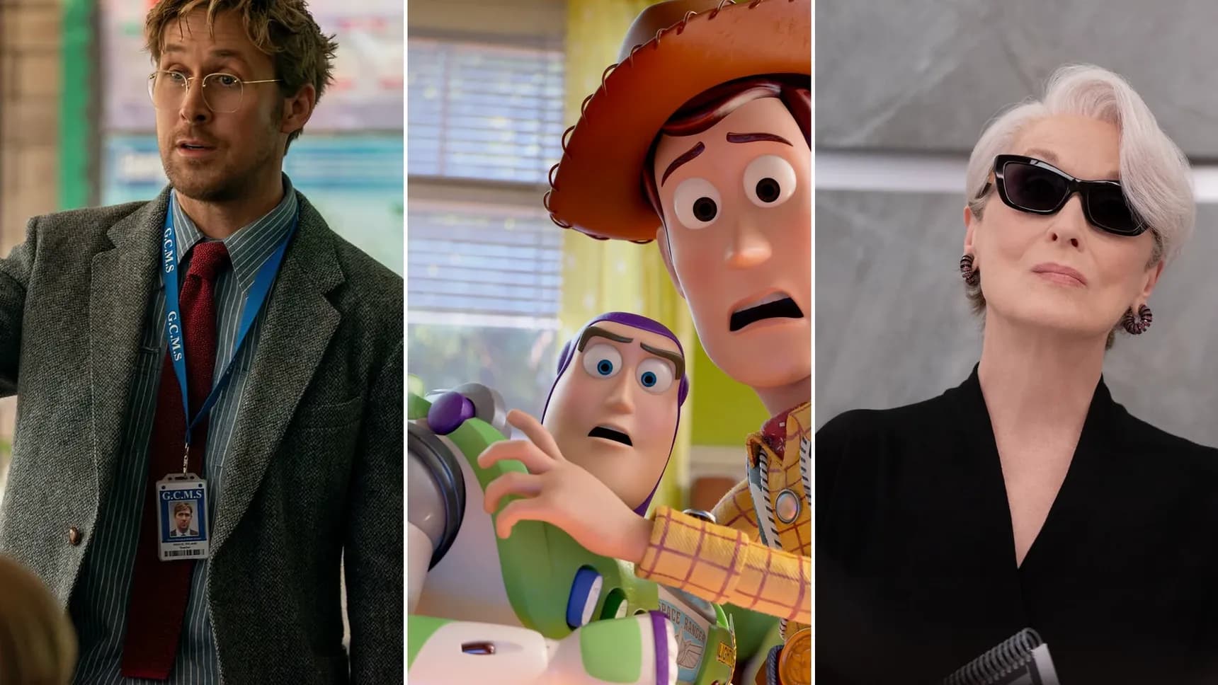Ryan Gosling ve filmu Spasitel, Woody a Buzz ve filmu Toy Story 5: Příběh hraček a Meryl Streep ve filmu Ďábel nosí Pradu 2